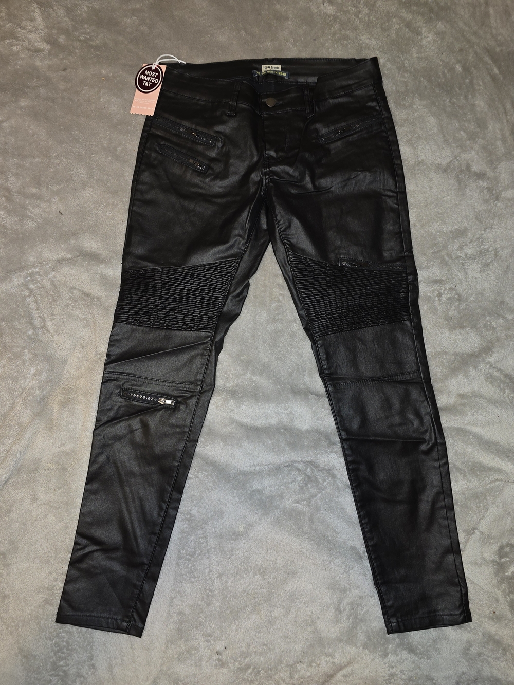 Blank NYC Coated Black Moto Skinny Pants